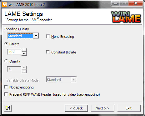 winLAME Setting